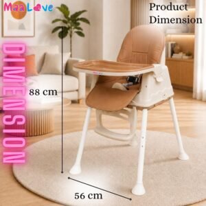 4-in-1 Baby High Chair for 0-5 Years, Adjustable Height Feeding Chair with Detachable Tray, One-Hand Fold, Multifunctional High Chair (Brown)