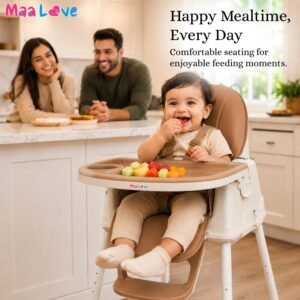 4-in-1 Baby High Chair for 0-5 Years, Adjustable Height Feeding Chair with Detachable Tray, One-Hand Fold, Multifunctional High Chair (Brown)
