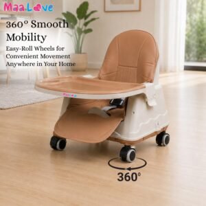 4-in-1 Baby High Chair for 0-5 Years, Adjustable Height Feeding Chair with Detachable Tray, One-Hand Fold, Multifunctional High Chair (Brown)