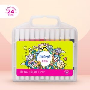 Fevicryl Multi-Surface Dual Tip Markers – 24 Vibrant Colors | Works on Wood, Metal, Plastic, Glass, Ceramic, Fabric & More | Quick-Dry, Fade-Resistant, Ideal for DIY & Professional Art